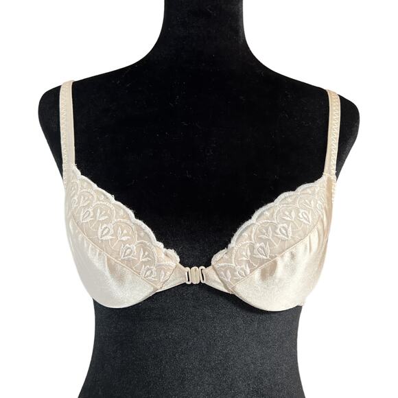 Ladies Sexy Front Closure Underwire Bra Beige - Picture 1 of 14